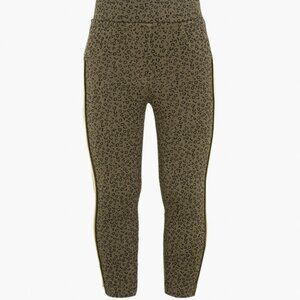 Leopard Print Fleece Leggings with Side Stripe